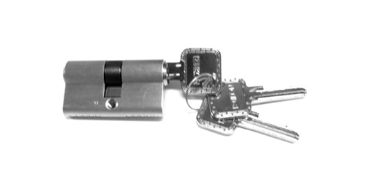 Messing Profilzylinder inklusive 3 Schlüssel - Oberfläche Edelstahloptik