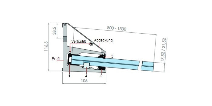 Aluminium ROH Vordachprofil mit ETA (European Technical Assessment)
