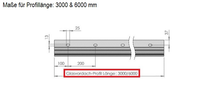 Aluminium eloxiert Vordachprofil mit ETA (European Technical Assessment)