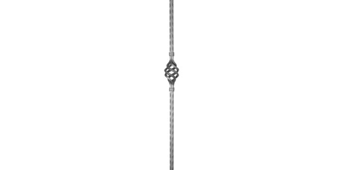 Stahl Pfosten mit Zirbel - gehämmert
