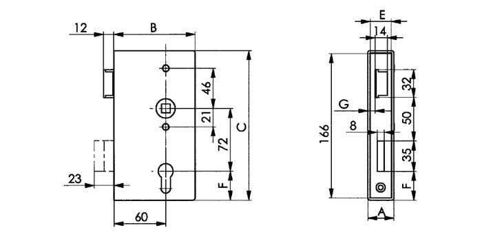 AMF Stahl Schlosskasten mit verzinktem Schloss - ANTI-PANIKFUNKTION MIT WECHSELFUNKTION E)