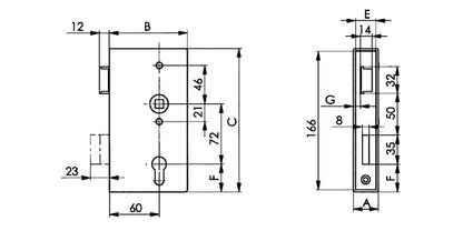 AMF Stahl Schlosskasten mit verzinktem Schloss - ANTI-PANIKFUNKTION MIT WECHSELFUNKTION E)