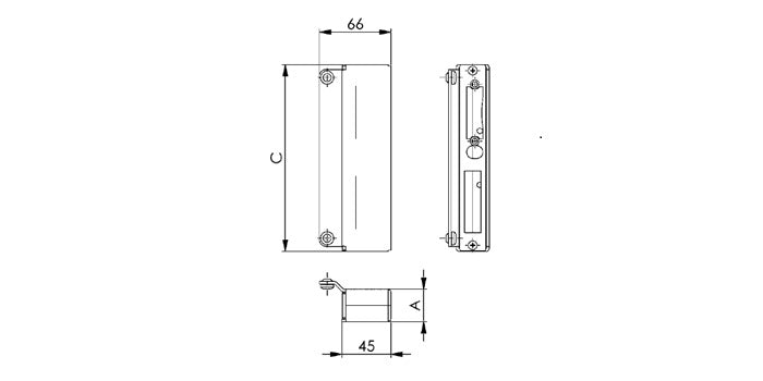 AMF Stahl Gegenkasten/Schließkasten mit Türanschlag und Gummipuffer