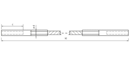 V4A Edelstahl Seil mit 1x Rechts / 1x Links-Innengewinde - verpresst