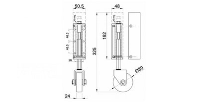 Stahl Rollstütze für Tore zum anschrauben