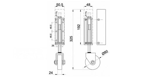 Stahl Rollstütze für Tore zum anschrauben