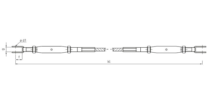 V4A Edelstahl Seil mit 2x Spannschloss & Gabel - verpresst