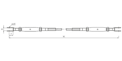 V4A Edelstahl Seil mit 2x Spannschloss & Gabel - verpresst