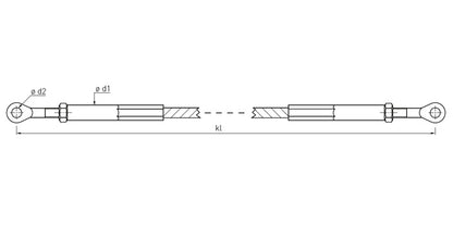 V4A Edelstahl Seil mit 2x Rechts-Innengewinde & Öse - verpresst