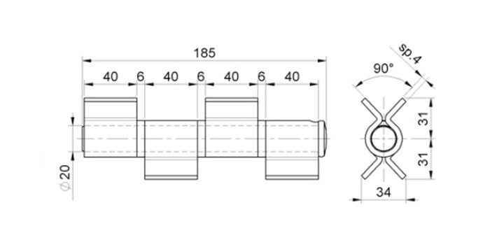 Stahl Torband mit losem Dorn - 4-teilig