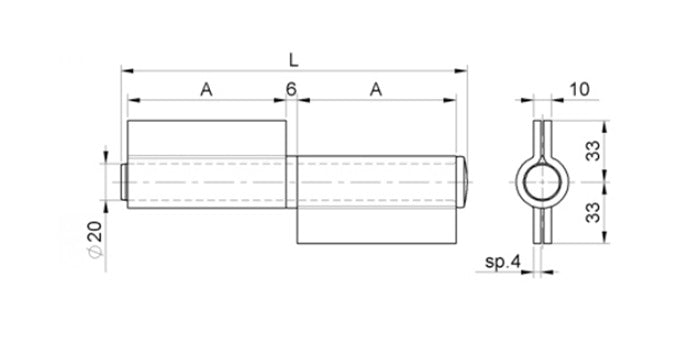 Stahl Torband mit losem Dorn - 2-teilig