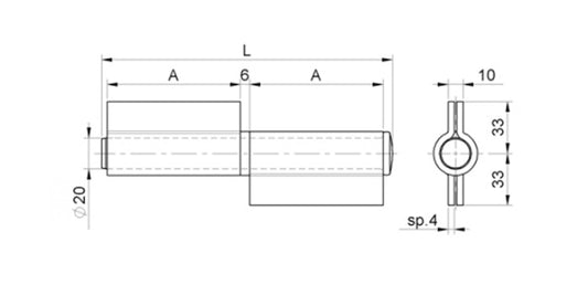 Stahl Torband mit losem Dorn - 2-teilig