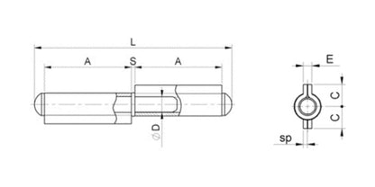 Stahl Torband mit festem Dorn - 2-teilig