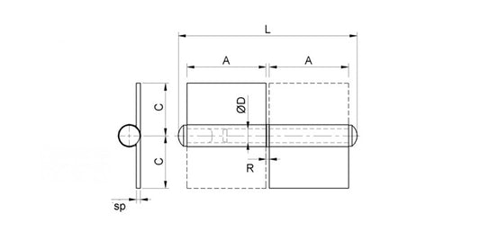 Stahl Torband mit festem Dorn - 2-teilig - RECHTS