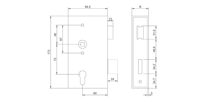 Stahl Schlosskasten mit verzinktem Schloss