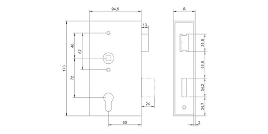 Stahl Schlosskasten mit verzinktem Schloss