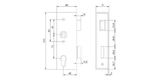 Stahl Schlosskasten mit verzinktem Schloss