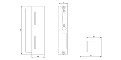 Stahl Gegenkasten/Schließkasten mit Türanschlag