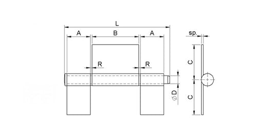 Stahl Torband mit losem Dorn - 3-teilig
