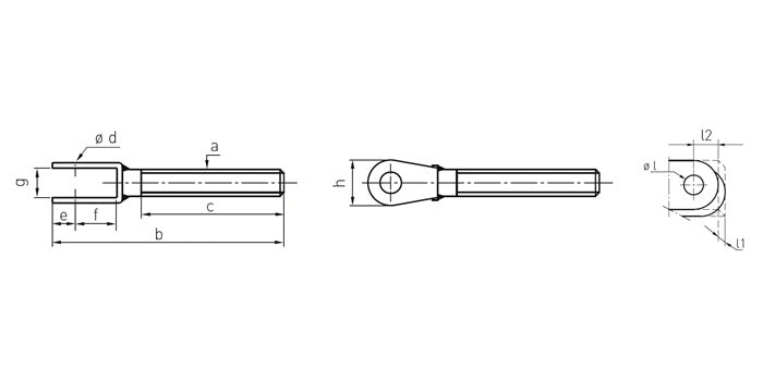 V4A Edelstahl Gabel mit Links-Außengewinde