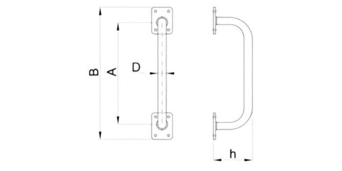 Stahl Stoßgriff schwarz lackiert - gerade