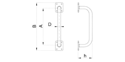 Stahl Stoßgriff schwarz lackiert - gerade