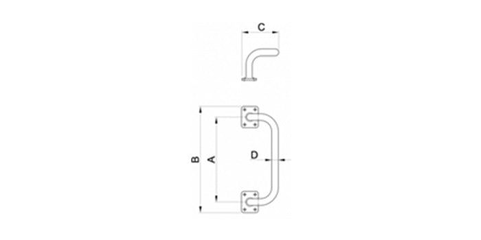 Stahl Stoßgriff schwarz lackiert - gekröpft