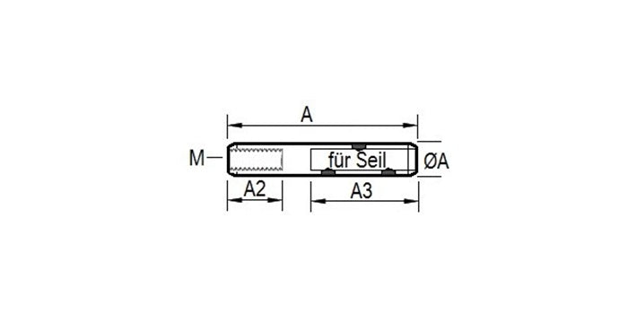 V4A Edelstahl Gewindeterminal mit Klemmschrauben - 1x Seite Rechts-Innengewinde / 1x Seite für Seil