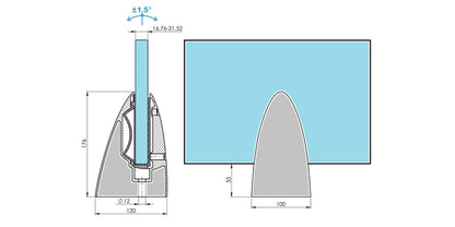 V2A Edelstahl Glashalter für Bodenmontage verstellbar