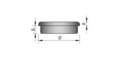 V2A Edelstahl Endkappe Vollmaterial - flach - Rändel