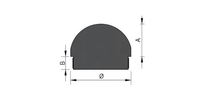 V2A Edelstahl Endkappe Vollmaterial - halbrund - Rändel