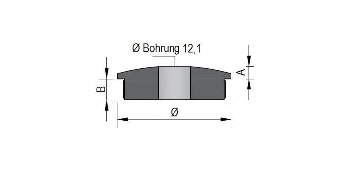 V2A Edelstahl Endkappe Vollmaterial - gewölbt mit Bohrung Ø12 mm - Rändel