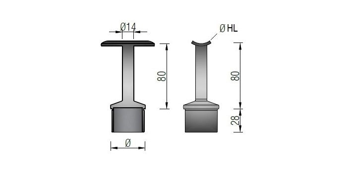 V2A Edelstahl Handlaufstütze