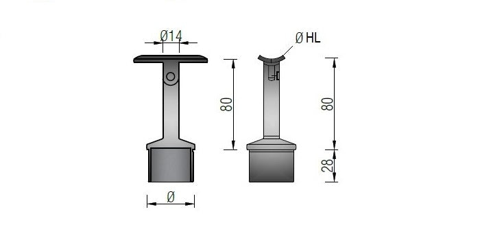 Black Edition - V2A Edelstahl Handlaufstütze mit Gelenk und Handlaufschale