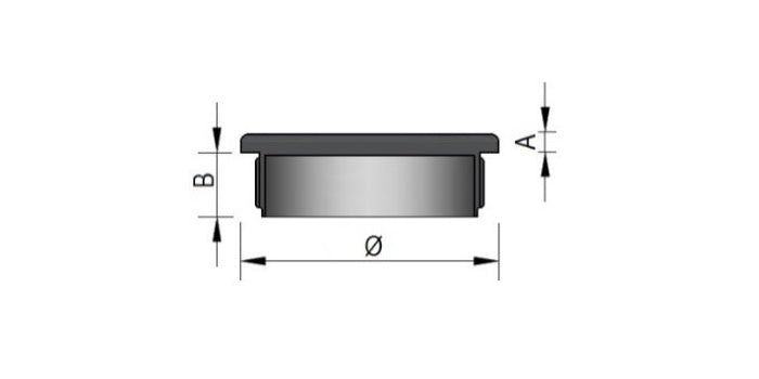 V2A Edelstahl Endkappe hohl - flach - Rändel