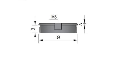 V2A Edelstahl Endkappe hohl - flach mit Gewinde M8 - Rändel