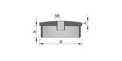 V4A Edelstahl Endkappe hohl - gewölbt mit Gewinde M8 - Rändel