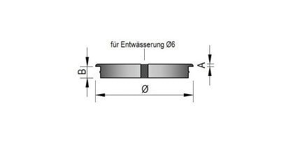 V2A Edelstahl Endkappe Vollmaterial für Entwässerung - flach mit Bohrung Ø6 mm - Lamelle