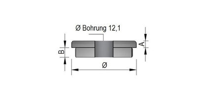 V2A Edelstahl Endkappe Vollmaterial - flach mit Bohrung Ø12 - Rändel