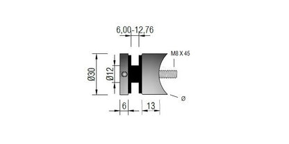 V2A Edelstahl Punkthalter Ø30 mm