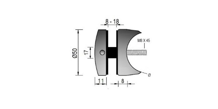 V2A Edelstahl Punkthalter Ø50 mm - Gewinde M8