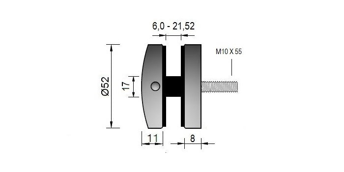 V2A Edelstahl Punkthalter Ø52 mm - DIN 18008 konform