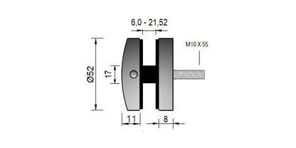 V2A Edelstahl Punkthalter Ø52 mm - DIN 18008 konform