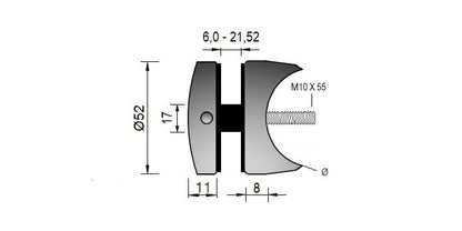 V2A Edelstahl Punkthalter Ø52 mm - DIN 18008 konform