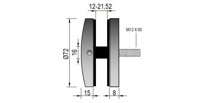 V2A Edelstahl Punkthalter Ø72 mm - DIN 18008 konform