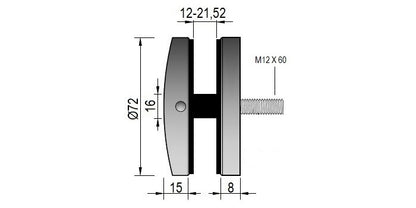 V2A Edelstahl Punkthalter Ø72 mm - DIN 18008 konform