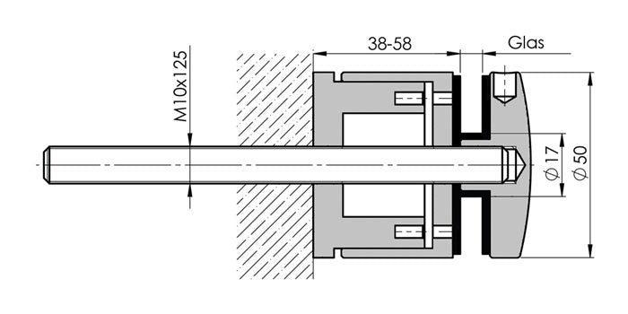 V2A Edelstahl Punkthalter Ø50 mm - verstellbar