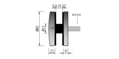 V2A Edelstahl Punkthalter 62 mm - DIN 18008 konform