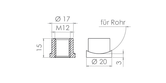 V2A Edelstahl Einschweißhülse M12