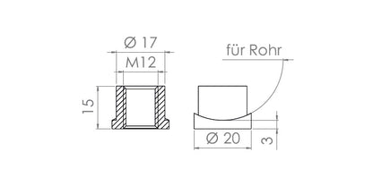 V2A Edelstahl Einschweißhülse M12